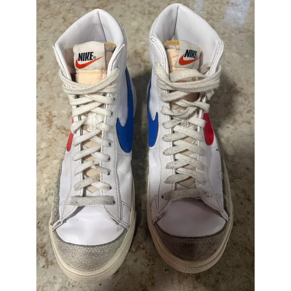 Nike Blazer Mid 77 Vintage White Red Blue BQ6806-117 Mens 8 Sneakers